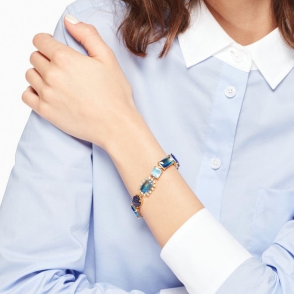 NEW Kate Spade 12K Gold Blue Color Crush Bracelet - Picture 2 of 4